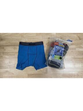 HANES BOYS’ TAGLESS BOXER BRIEFS 10‑PAIR ASSORTED COLORS SIZE S